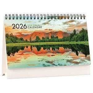 Products: Collins Calendar Flip Over Desk NZ Pictorial 210x150mm 2026 - Stationery City Office & School Supplies NZ