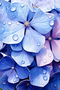 Reusable Notebook Covers: Hydrangea & Droplets - Reusable Notebook, Rain, Blue