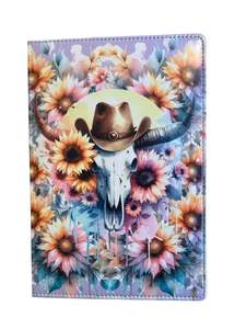 Reusable Notebook Covers: Skull in Cowboy Hat - Reusable Notebook, Flowers, Dripping