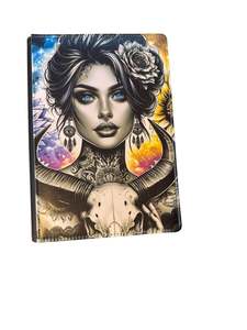 Reusable Notebook Covers: Blue Eyed Beauty - Reusable Notebook, Skull, Tattoo