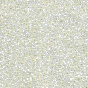 Size 15 Miyuki Seed Beads: Size 15 Seed Bead, Gilt Lined White Opal (10gms)