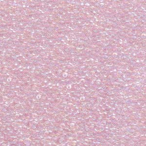 Size 15 Miyuki Seed Beads: Size 15 Seed Bead, Lined Pink AB (10gms)