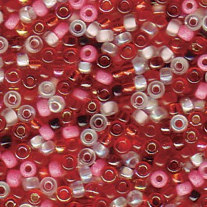 Size 11 Miyuki Seed Beads: Size 11 Seed Bead Mix, Strawberry Fields (10gm)