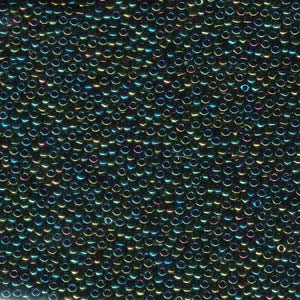 Size 11 Miyuki Seed Beads: Size 11 Seed Bead, Metallic Green Iris (10gm)