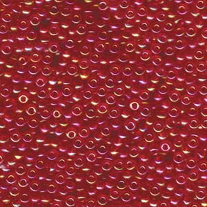 Size 8 Miyuki Seed Beads: Size 8 Seed Bead, Transparent Dark Red AB (10gms)