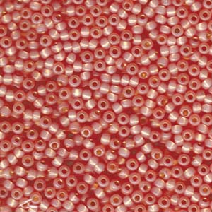 Size 8 Miyuki Seed Beads: Size 8 Seed Bead, Dyed Salmon Silver Lined Alabaster (10gms)