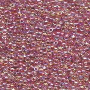 Size 8 Miyuki Seed Beads: Size 8 Seed Bead, Dark Peach Lined Crystal AB (10gms)