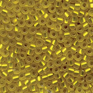 Size 6 Miyuki Seed Beads: Size 6 Seed Bead, Matte Silver Lined Yellow (10gms)