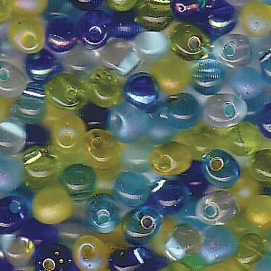 4x3mm Miyuki Drops: 4x3mm Drop Bead Mix, Lagoon (10gms)