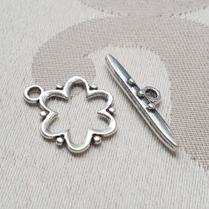 Clasps: Toggle Clasp, Silver, Ring:14mm/Bar:24mm (5 sets)
