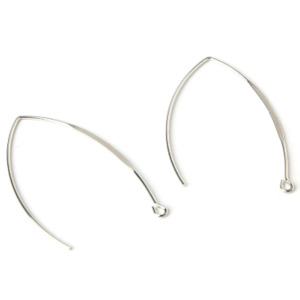 V Shape Earwire, Nickel, 25x42mm (5prs)