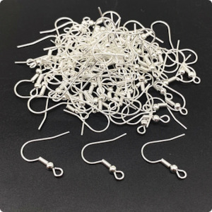 Earring Hooks, Silver with spring & ball, 18mm (10 pairs)