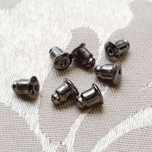 Earring Components: Stud Butterfly, Bullet, Gunmetal, 6mm (10prs=$1.50, 50prs=$5)
