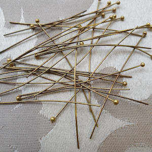 Headpin, Antique Gold with Ball, 50mm, 24ga (5gms/35pc)