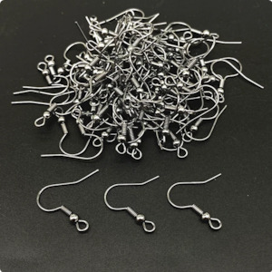 Earring Hooks, Gunmetal with Spring & Ball, 18mm (10 pairs)