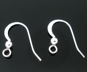 Earring Components: Earring Hooks, Silver, 18mm (10 Pairs)