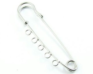 Brooch Backs Safety Pins Kilt Pins: Kilt Pin, 5 loops, Nickel, 65x17mm (3pcs)
