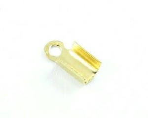 Leather Ends Clamshells: Leather End, Fold, Gold, 10x4mm (20 pcs)