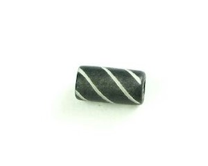 Bone Beads: Bone, Tube, Short 14, Black with White, 11x6mm (20pcs)