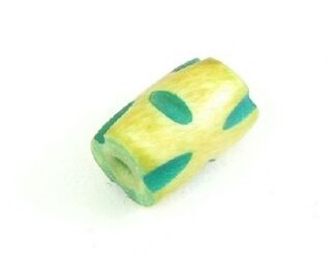 Bone Beads: Bone, Tube, Short 03, Tan with Green, 11x8mm (20pcs)