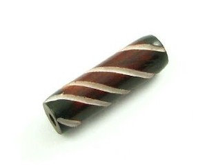 Bone Beads: Bone, Tube, Long 17, Reddy Brown with White, 23x7mm (20pcs)