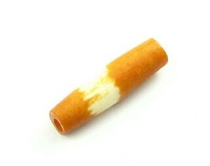 Bone Beads: Bone, Tube, Long 10, Amber with White, 23x6mm (20pcs)