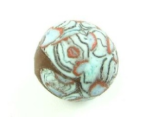 Handmade Glass Beads Chevron Millefiori: Indonesian Millifiori, Round, Aqua/Brown, 15mm (2pc)