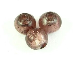 Handmade Glass Beads Foil Gold Spun: Chinese Foil, Round, Amethyst, 8mm (14 pcs)