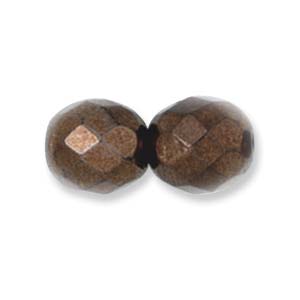 Faceted Czech Glass: Czech Glass Facet, Dark Bronze, 8mm (10 beads)