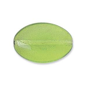 Pressed Czech Glass: Czech Glass, Flat Oval, Peridot, 12x9mm (10 pcs)