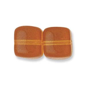Pressed Czech Glass: Czech Glass, Cube, Amber, 5x7mm (10 pcs)