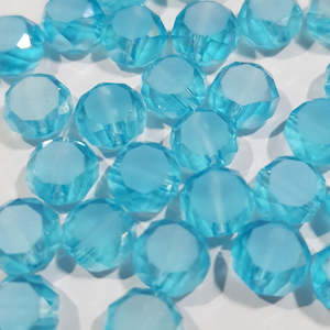 Chinese Crystal: Chinese Crystal, Faceted Frost Coin, Aqua, 8x4mm (10 pcs)