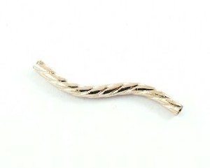 Metal Beads: Metal Bead, Tube, Twisted, Rose Gold, 25x2mm (10 pcs)
