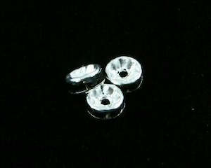 Rhinestone Roundels: Rhinestone Rondelle, Silver/Black (4 or 5mm)