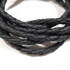 Clearance Stock Updated 27 08 20: 4mm Round braided faux Leather, Matte Black - 1m