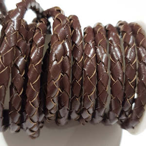 Clearance Stock Updated 27 08 20: 3.5mm Round braided faux Leather, Brown - 1m