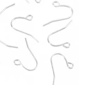Earring Hooks, Silver, Plain, 18mm (10 Pairs)