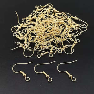 Earring Hooks, KC Gold with Spring & Ball, 18mm (10prs)