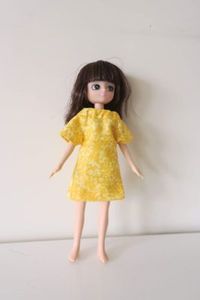 Products: Yellow dress, jacket and pants set, fits 18cm Lottie Doll