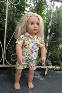 doll pajamas, yellow floral, 46cm doll