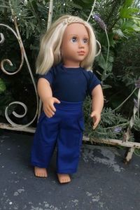 Products: pants, skirt, shirt, jacket and hat set, blue stars, 46cm doll