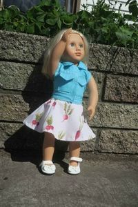 Radish print skirt and jacket, 46cm doll
