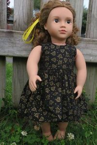 Products: Doll dress, black and gold, fits 46cm doll
