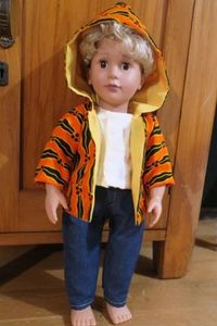 Products: Jacket with hood, orange, fits 46cm doll