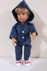 Products: Rain jacket, blue, fits 46cm doll