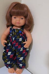 Products: Doll overalls, diamond print, fits 38cm Miniland dolls