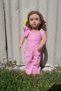 Products: Doll overalls, pink with pink dots - 46cm doll