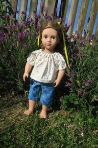 Products: Doll cropped pants and shirt, Christmas swirls, 46cm doll