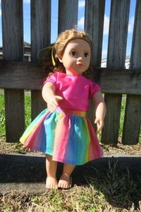 Products: Rainbow skirt and top, fits 46cm doll