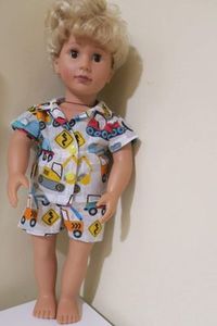Products: Doll pajamas, construction machines print, fits 46cm doll